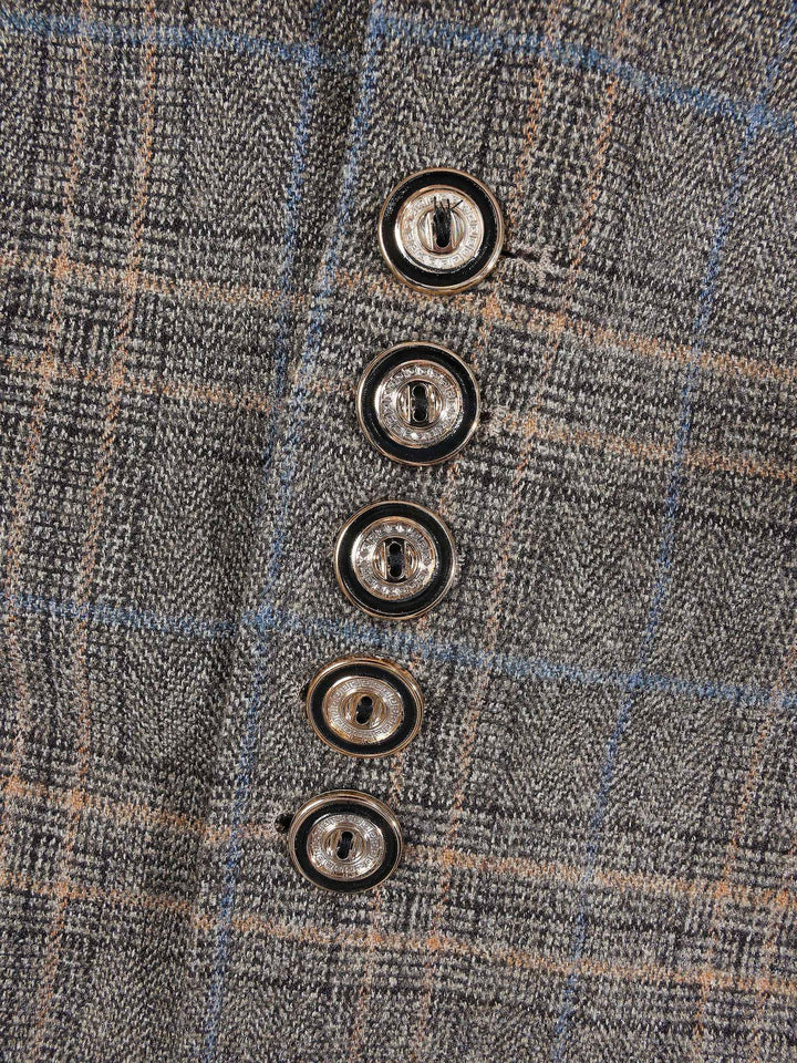 Blazer à carreaux à boutonnage simple