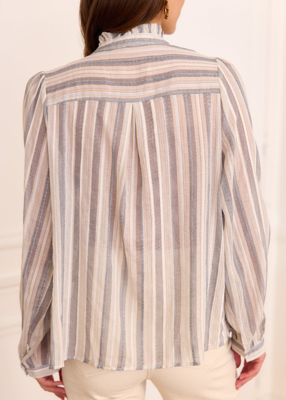 Blouse beige rayée marine
