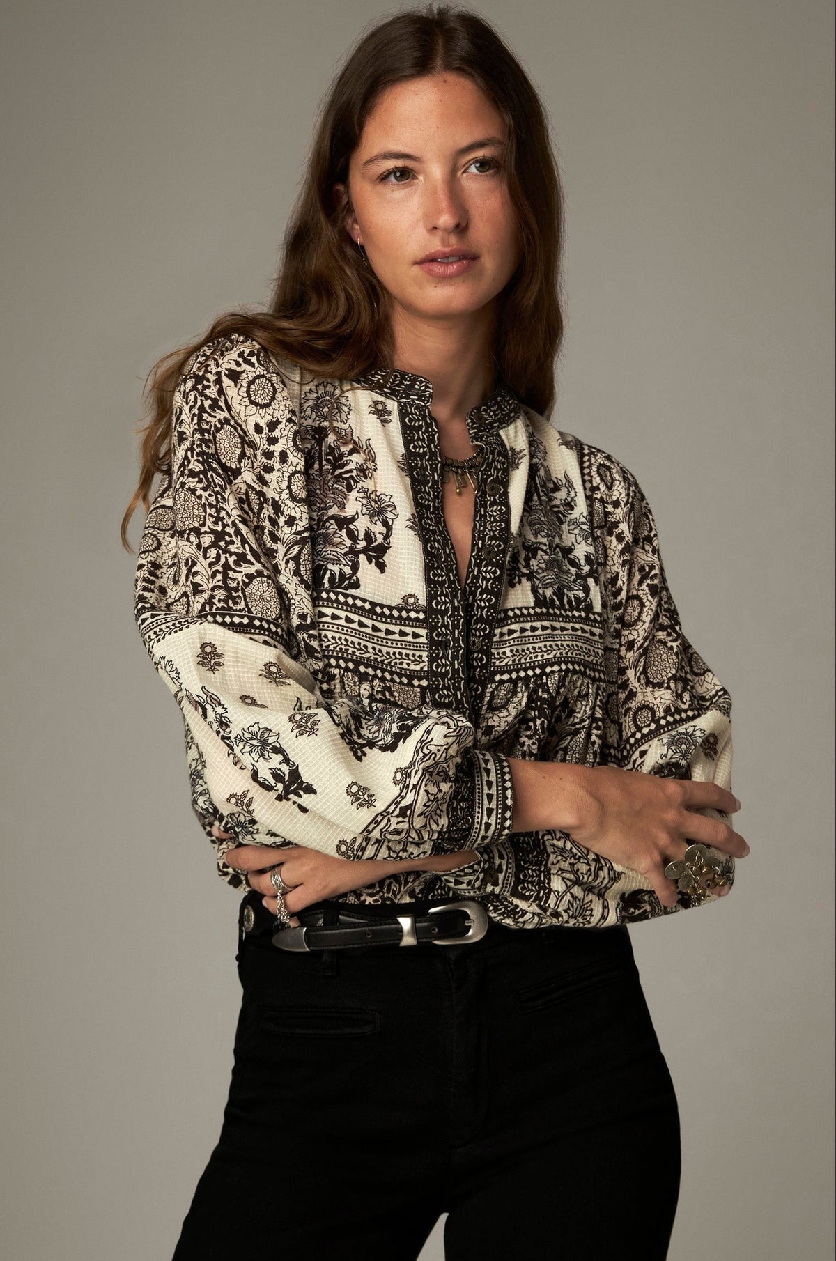 Blouse imprimée contrastée