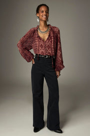 Blouse bordeaux imprimée