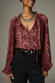 Blouse bordeaux imprimée