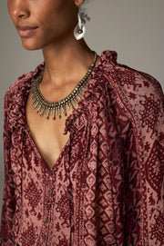 Blouse bordeaux imprimée