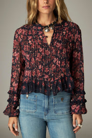 Blouse courte à col droit