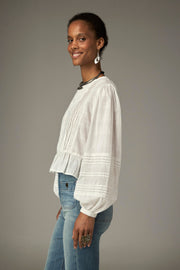 Blouse courte fluide — vue de profil, coupe fluide