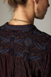 Blouse imprimée à col droit — vue de dos, imprimé floral