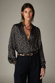 Blouse bleu nuit imprimée