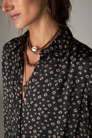 Blouse bleu nuit imprimée