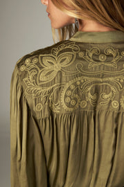 Blouse kaki à broderies