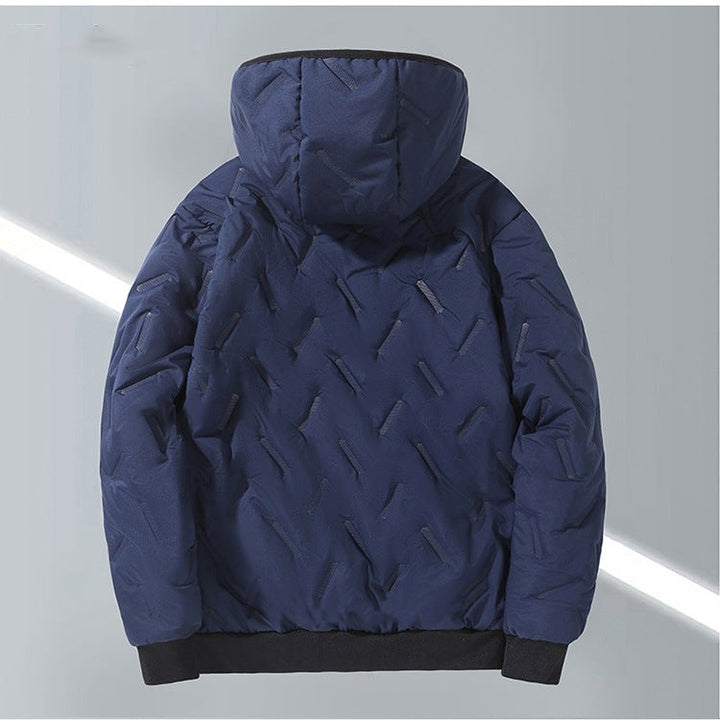 Blouson à capuche matelassé bleu foncé, vue de dos