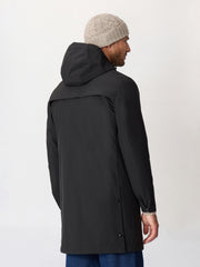 Parka noire à capuche — vue portée de dos