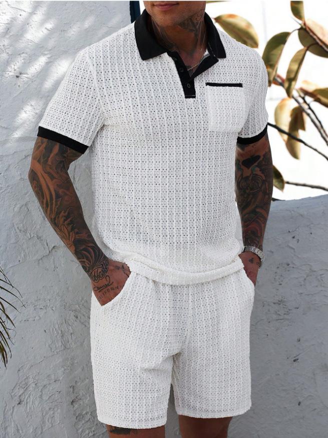Ensemble t-shirt blocs de couleur blanc — vue portée de face