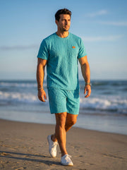 Ensemble t-shirt short motif relief