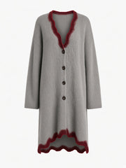 Cardigan gris aux bordures rouges