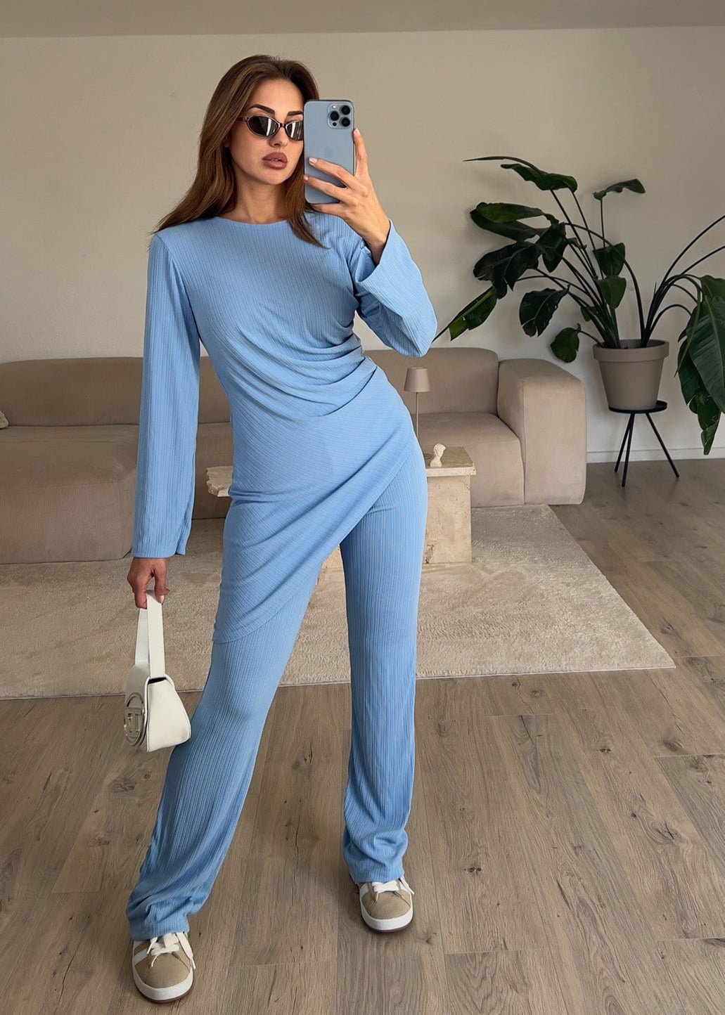 Ensemble côtelé bleu clair