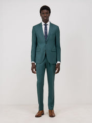 Costume 2 pièces vert bouteille — vue portée en pied, de face
