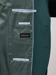 Costume 2 pièces vert bouteille — détail doublure et poche intérieure
