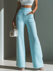 Pantalon large bleu layette côtelé