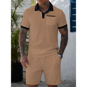 Ensemble t-shirt blocs de couleur beige — vue portée de face