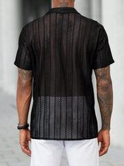 Chemise semi-transparente à manches courtes noir — vue portée de dos