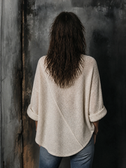 Pull blanc cassé ourlet asymétrique — vue portée de dos