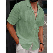 Chemise rayée à manches courtes vert sauge — vue portée de face