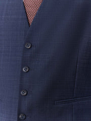 Gilet marine prince de Galles — gros plan boutons et texture