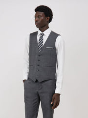 Gilet de costume gris prince de Galles — vue de face. Soniel Paris.