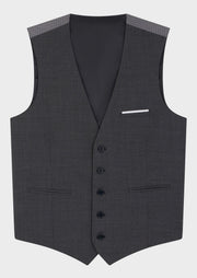Gilet de costume gris — détail de la matière. Soniel Paris.