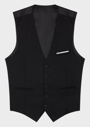 Gilet de costume noir — pièce isolée, vue de face