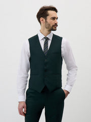 Gilet de costume vert bouteille — vue portée de face, mi-corps