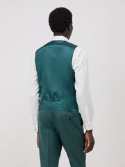 Gilet de costume vert bouteille — vue portée de dos, dos en satin