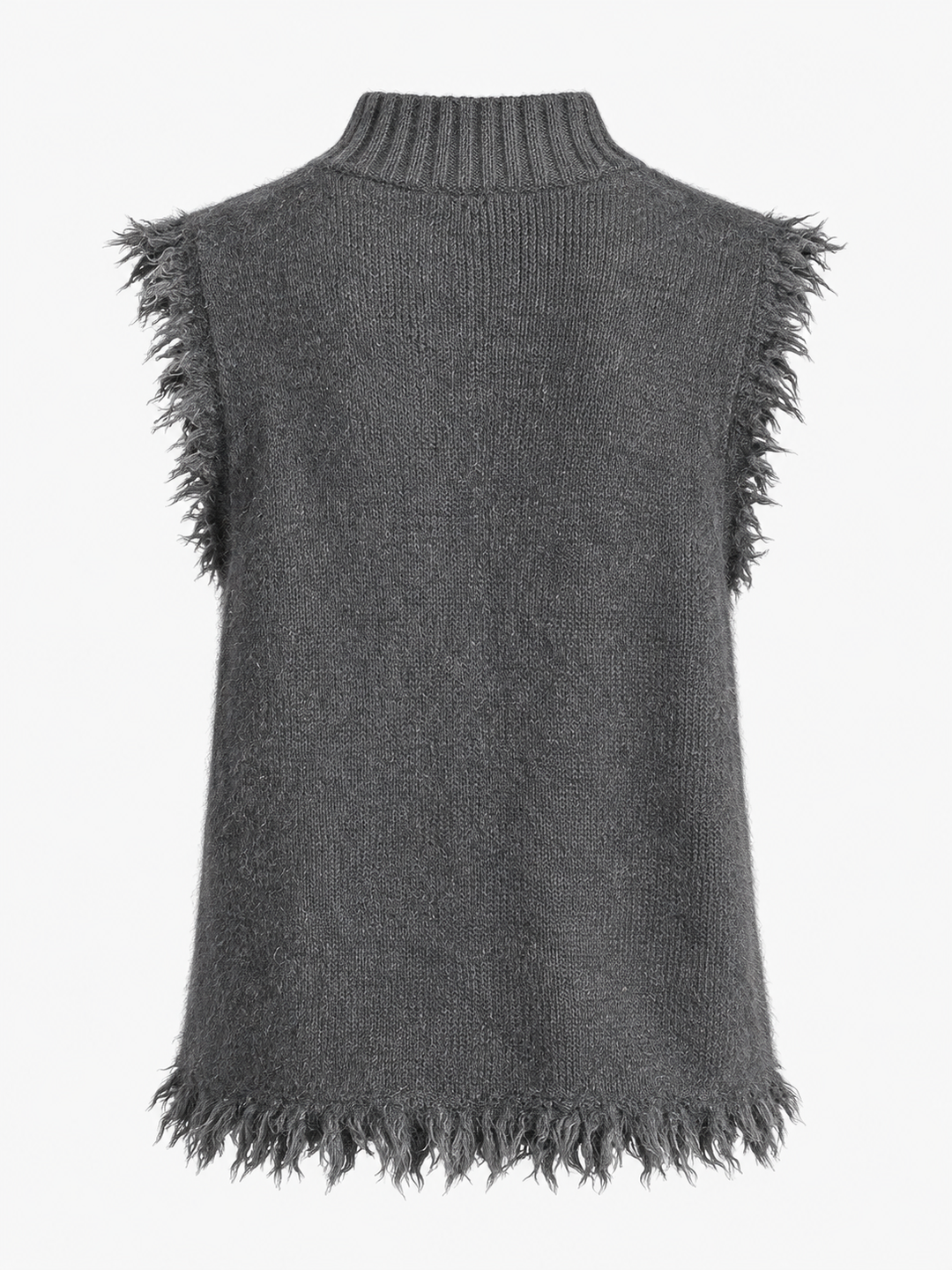 Gilet gris sans manches à boutons, pièce isolée vue de dos