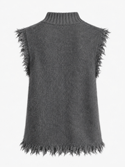 Gilet gris sans manches à boutons, pièce isolée vue de dos