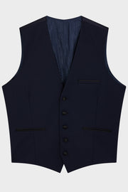 Gilet de smoking bleu marine — pièce isolée, vue de face