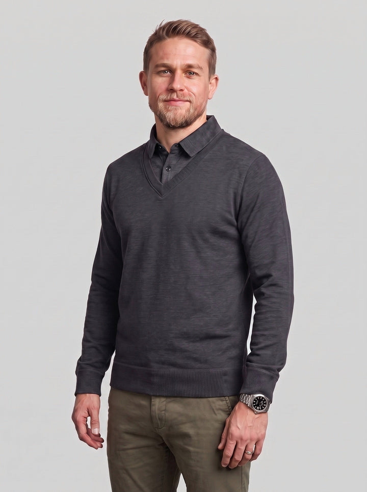 Haut en maille à effet chemise