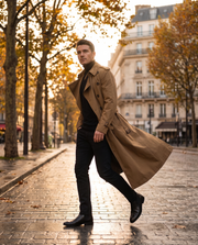 Manteau chaud Edouard — vue portée de profil, en marche
