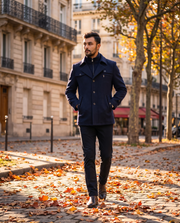 Manteau caban Aristide — vue portée de dos, en marche
