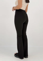 Pantalon évasé à surpiqûres noir, vue de dos