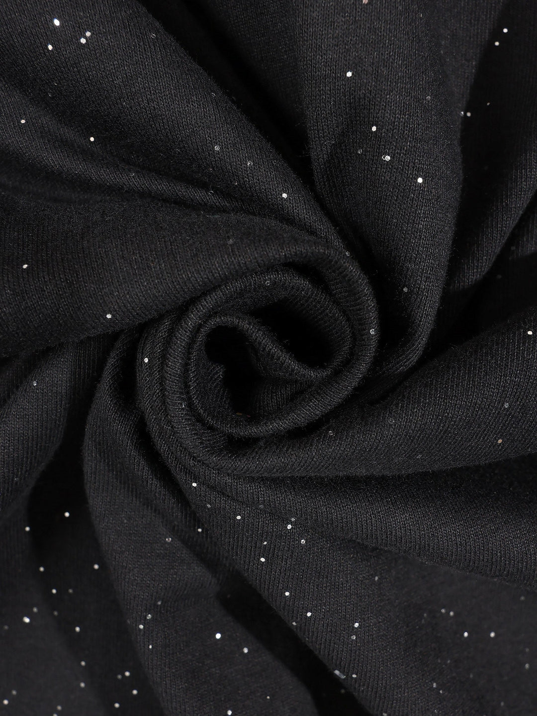T-shirt effet ciel étoilé noir, détail du tissu