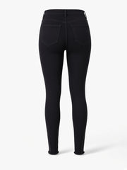 Jean ajusté noir taille haute, pièce seule, vue de dos