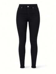 Jean ajusté noir taille haute, pièce seule, vue de face
