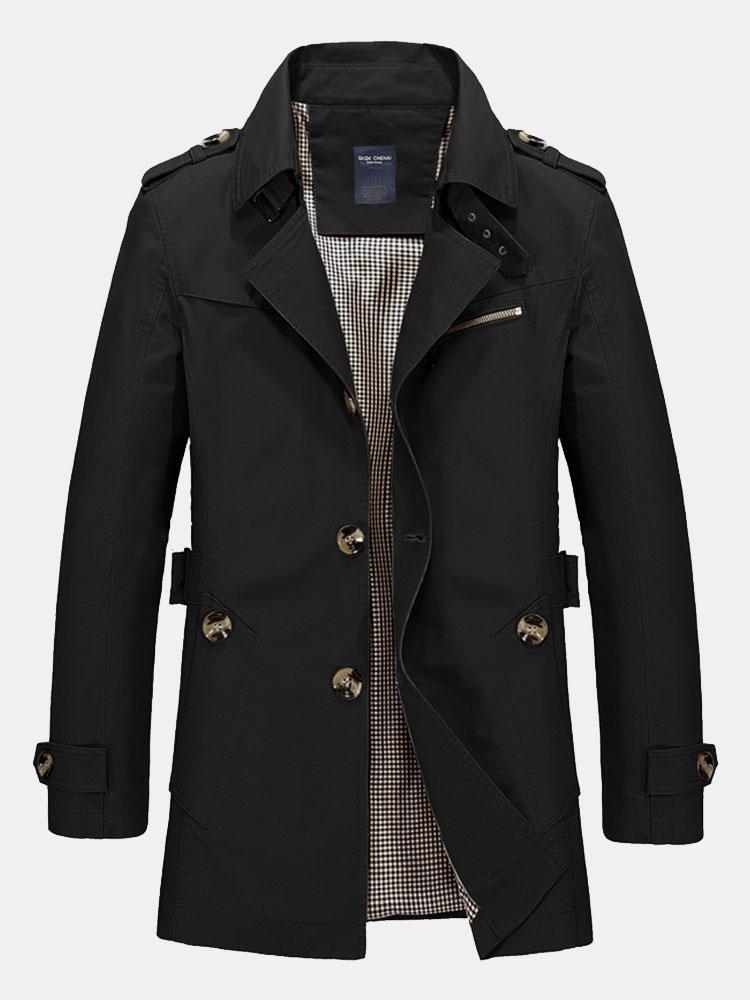 Manteau noir à revers vu de face