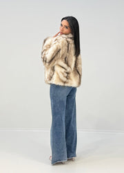 Veste fausse fourrure beige