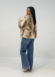 Veste fausse fourrure beige