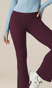 Legging flare doublé polaire Ninon bordeaux, vue portée de face