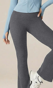 Legging flare doublé polaire Ninon gris, vue portée de face