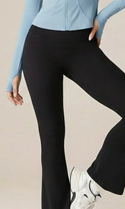 Legging flare doublé polaire Ninon noir, vue portée de face