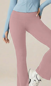 Legging flare doublé polaire Ninon rose, vue portée de face