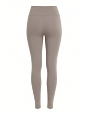 Legging taupe clair à taille haute, pièce seule, vue de dos