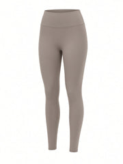 Legging taupe clair à taille haute, pièce seule, vue de face
